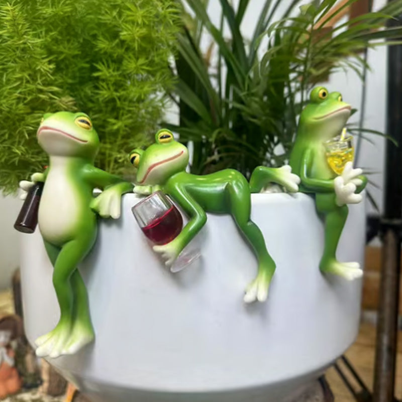 Miniature frog figurines Plant decorations